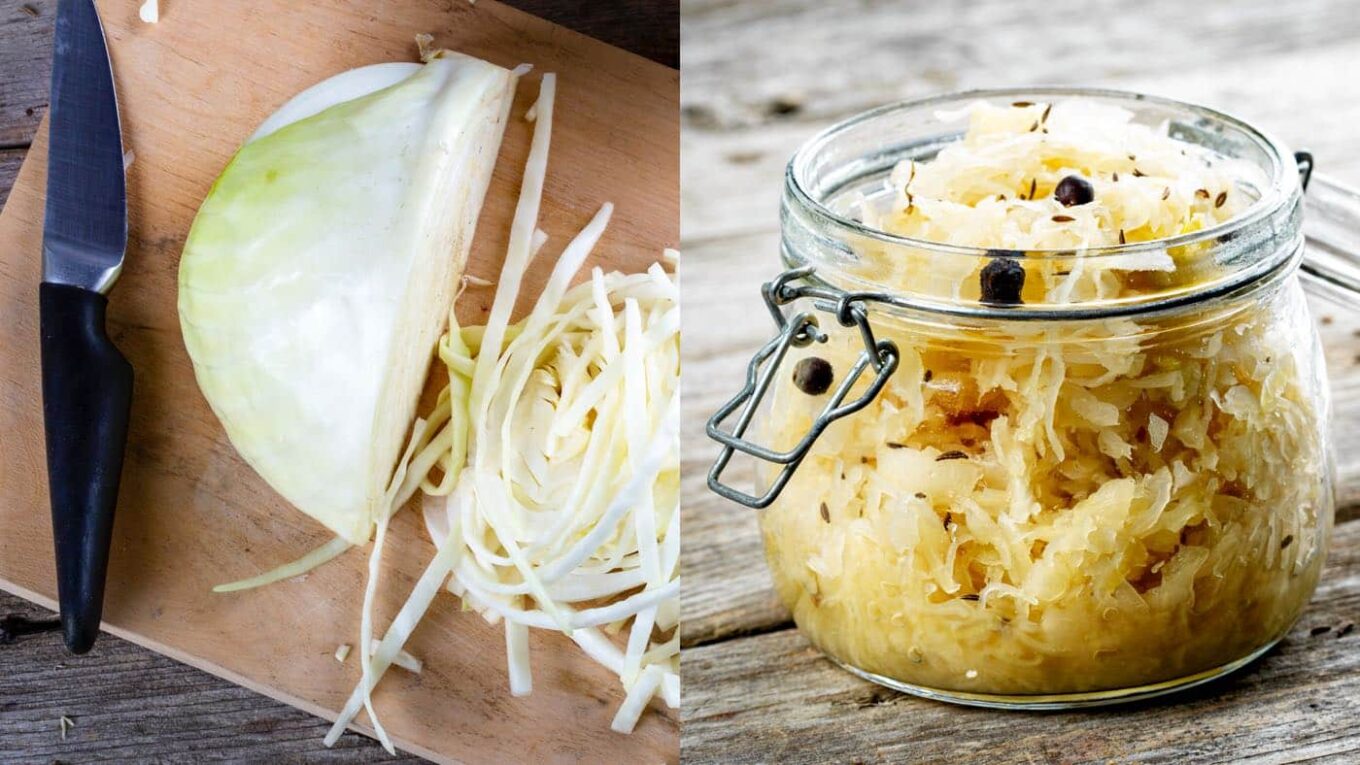 Weisskohl und Sauerkraut im Glas