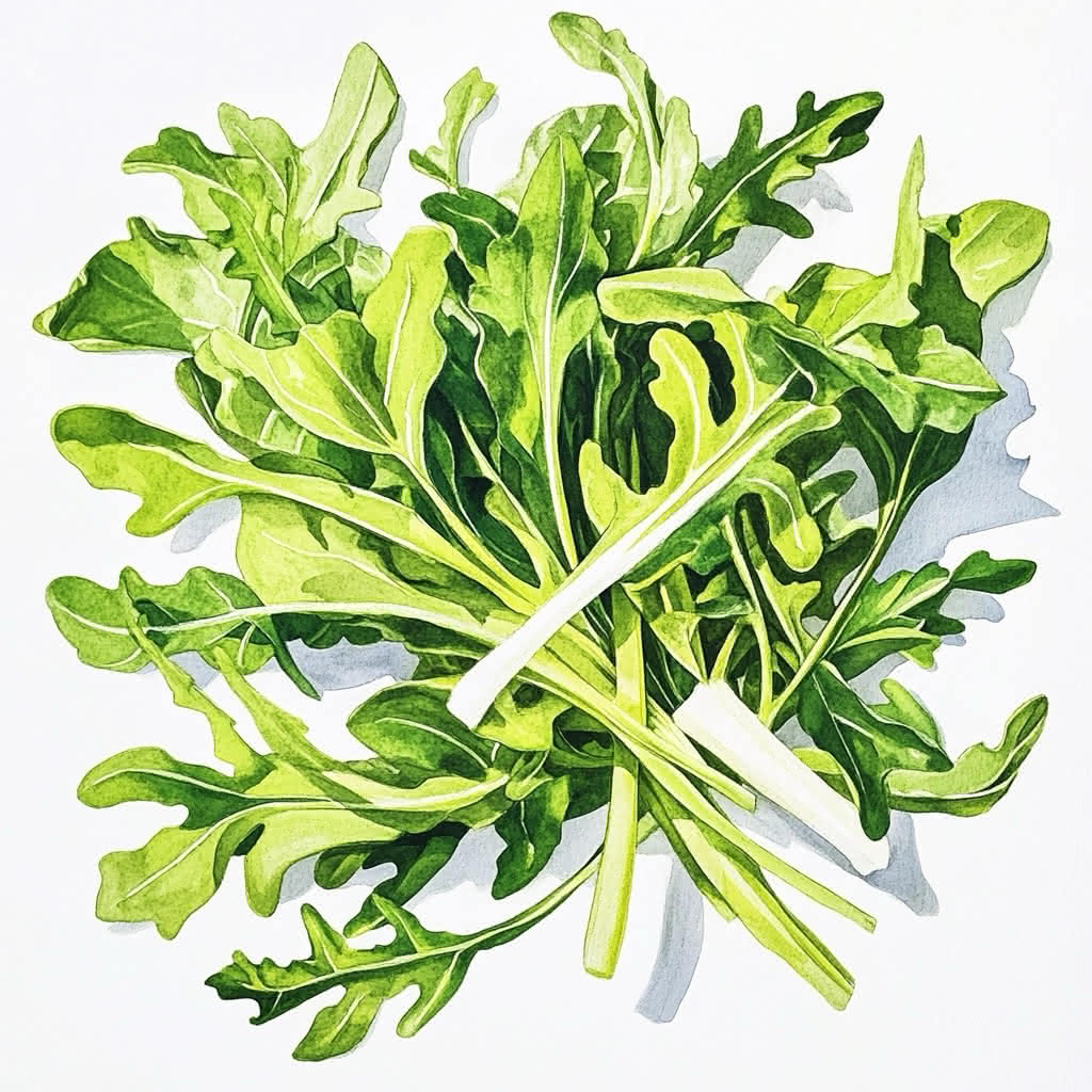Frische Rucola-Blätter auf weissem Hintergrund